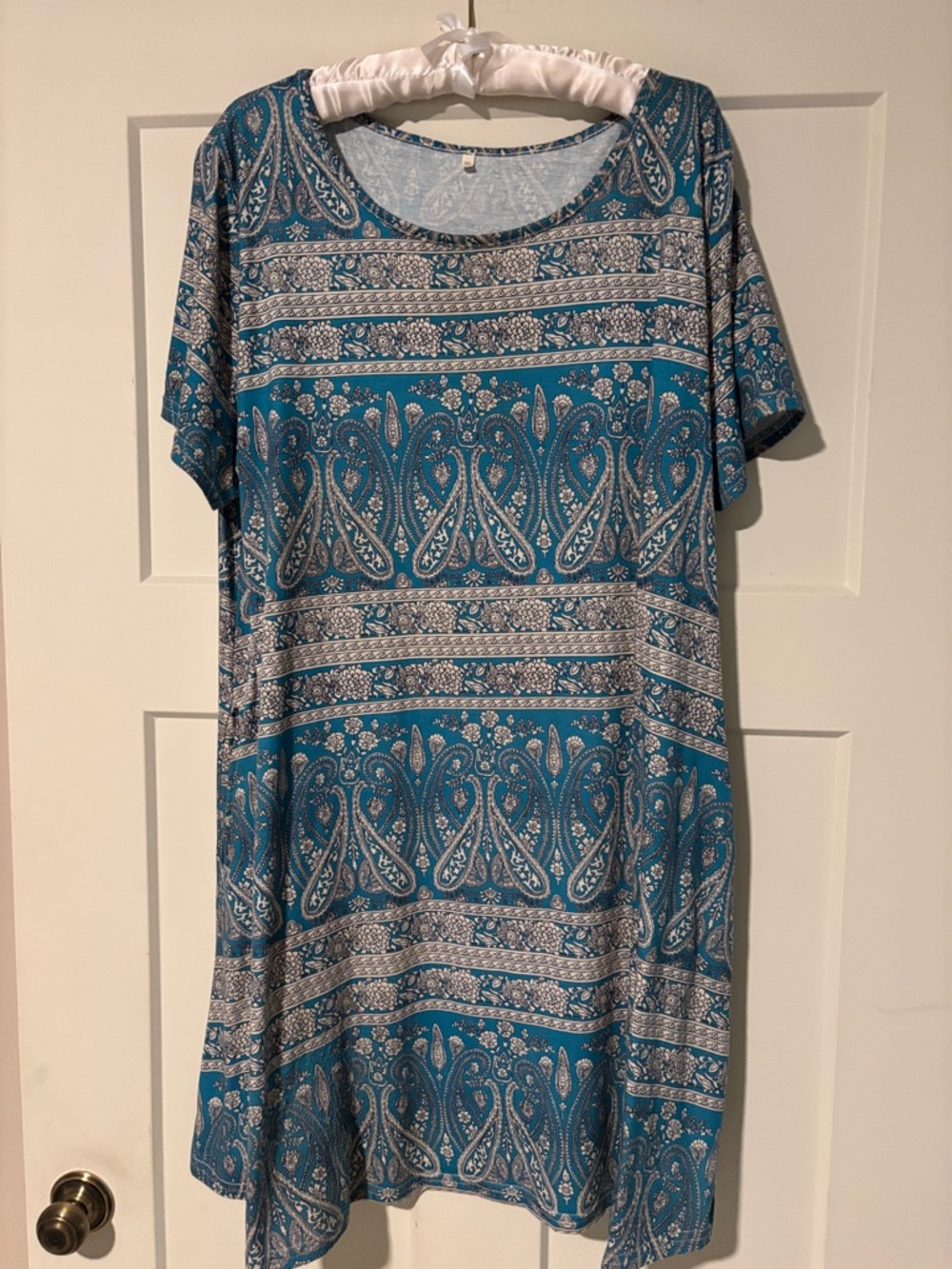BUNDLE & SAVE! Women’s Teal Paisley Short-Sleeve Dress